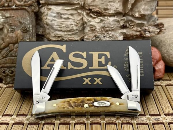 Case XX USA 2023 Peachseed Jig AMBER Bone 10723 Stainless Small Congress Knife