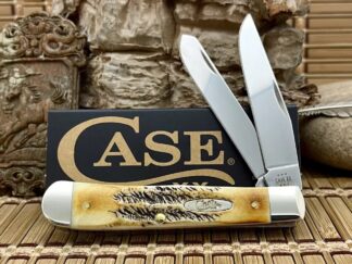 Case XX USA 2024 6.5 Burnt Bone Stag 3573 Stainless Trapper Pocket Knife