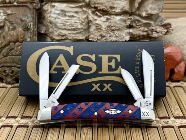 Case XX USA Red Stars & Stripes Bone 1/500 Diamond XX Small Congress Knife
