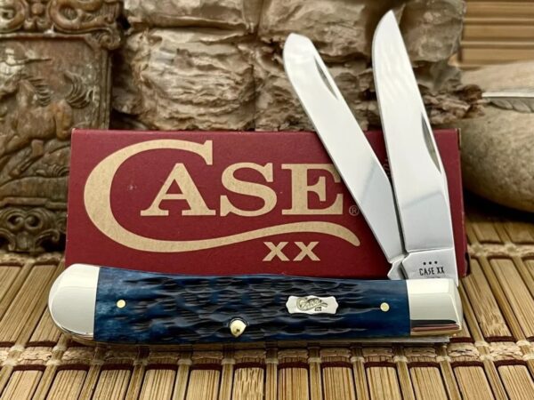 Case XX USA Pocket Worn Mediterranean Blue Bone 51850 Trapper Pocket Knife