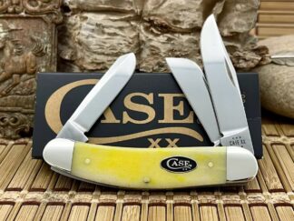 Case XX USA 2024 Smooth Yellow Bone Black Oval 20036 Tony Bose Sowbelly Pocket Knife