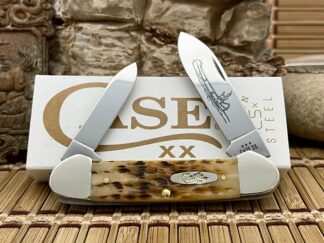 Case XX USA 2024 Peachseed Jig AMBER Bone 263 Canoe Knife