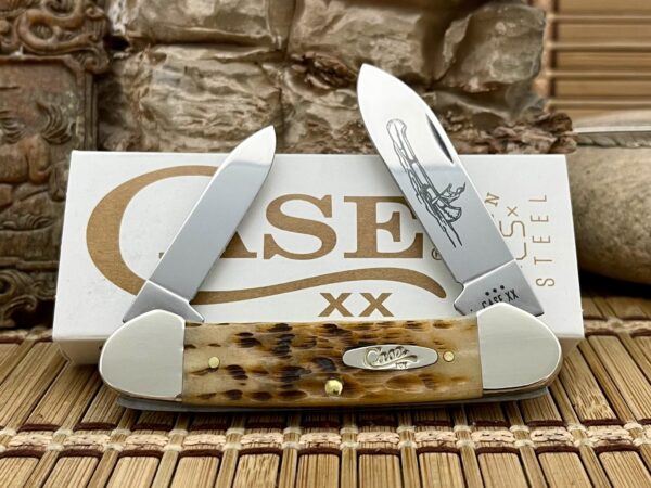 Case XX USA 2024 Peachseed Jig AMBER Bone 263 Canoe Knife