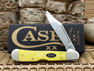Case XX USA 2024 Smooth Yellow Bone Black Oval 20034 Mini Copperlock Pocket Knife