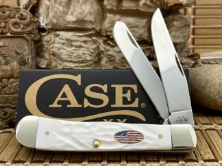 Case XX USA 2024 Rough White 14100 Stars & Stripes Trapper Pocket Knife
