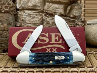 Case XX USA 2024 Pocket Worn Mediterranean Blue Bone 51853 Canoe Pocket Knife