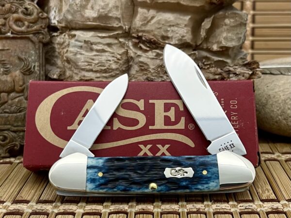 Case XX USA 2024 Pocket Worn Mediterranean Blue Bone 51853 Canoe Pocket Knife