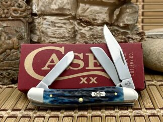 Case XX USA Pocket Worn Mediterranean Blue Bone 51851 Medium Stockman Pocket Knife