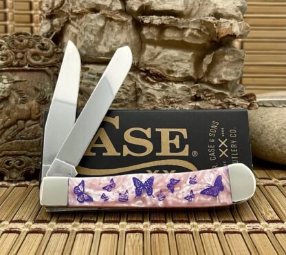 Case XX USA Pink Pearl Butterflies 1/500 Trapper Pocket Knife - Image 2