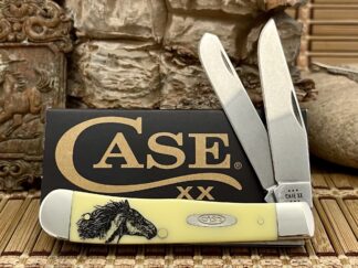 Case XX USA Beautiful Smooth Yellow WILD MUSTANG Trapper Pocket Knife