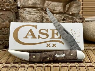 Case XX USA 2024 Natural Maple Burl 15093 Ladder Damascus Medium Toothpick Knife