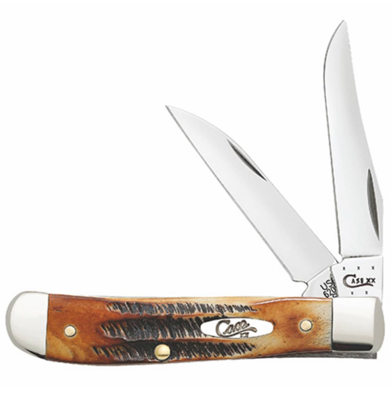 Case XX USA 6.5 Burnt BONE STAG Wharncliffe 65305 Mini Trapper Pocket Knife