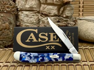 Case XX USA Blue Crackle Kirinite 50726 Stainless Slimline Trapper Pocket Knife