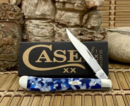Case XX USA Blue Crackle Kirinite 50726 Stainless Slimline Trapper Pocket Knife
