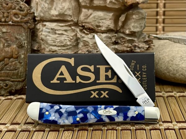 Case XX USA Blue Crackle Kirinite 50726 Stainless Slimline Trapper Pocket Knife
