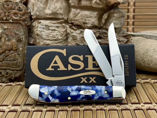 Case XX USA Blue Crackle Kirinite 50725 Stainless Mini Trapper Pocket Knife