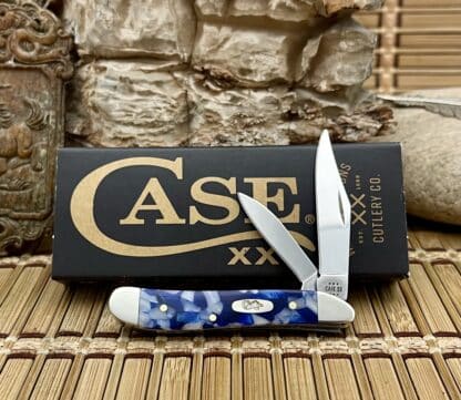 Case XX USA 2024 Blue Crackle Kirinite 50723 Stainless Peanut Pocket Knife