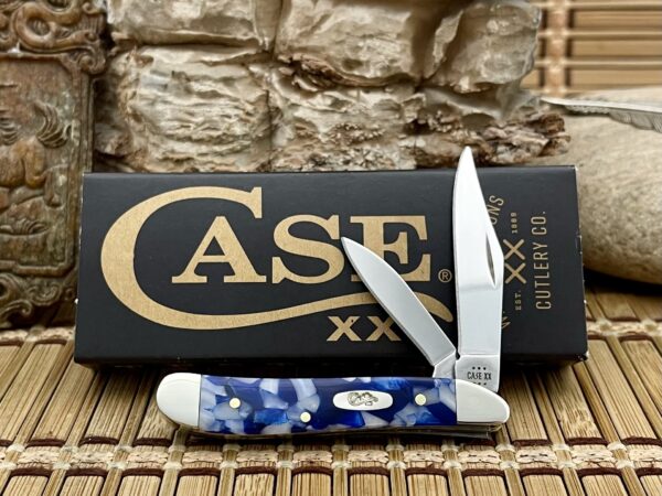 Case XX USA 2024 Blue Crackle Kirinite 50723 Stainless Peanut Pocket Knife