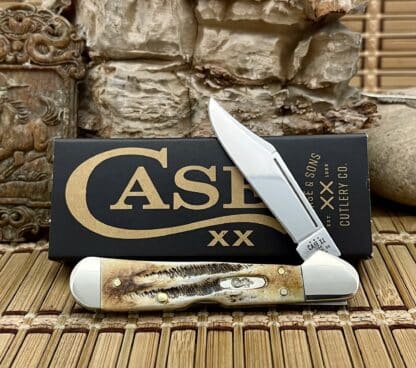 Case XX USA 6.5 Burnt BONE STAG 65327 Stainless Mini Copperlock Pocket Knife