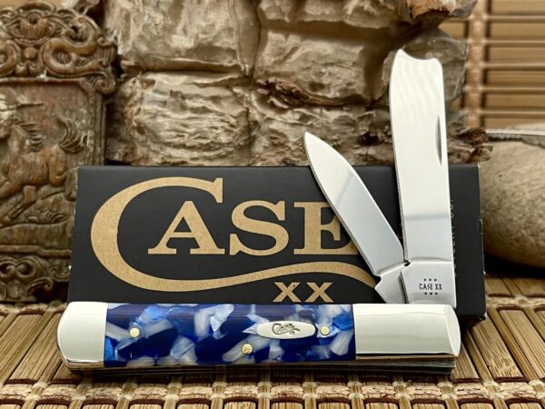 Case XX USA Blue Crackle Kirinite 50727 Stainless Razor Barlow Pocket Knife