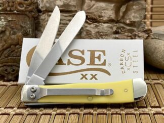Case XX USA Smooth YELLOW Synthetic 30114 Carbon Trapper Knife w/Clip
