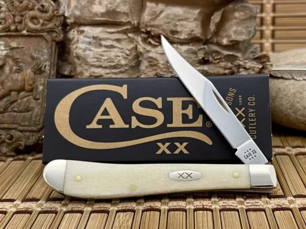 Case XX USA 2024 Smooth Natural Bone 13312 XX Oval Slimline Trapper Pocket Knife
