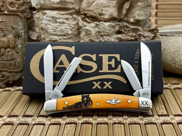 Case XX USA Persimmon Bone TIGER Stainless 1/500 XX Small Congress Pocket Knife