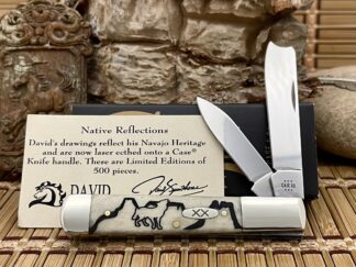 Case XX USA Natural Bone David Yellowhorse WOLF VALLEY Razor Knife & COA