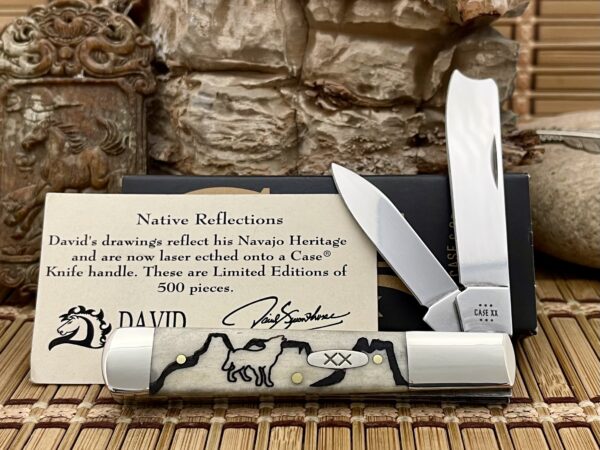 Case XX USA Natural Bone David Yellowhorse WOLF VALLEY Razor Knife & COA