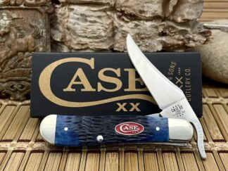 Case XX USA 2024 Jigged Navy BLUE Bone 7057 Stainless Russlock Pocket Knife