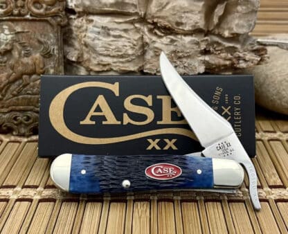 Case XX USA 2024 Jigged Navy BLUE Bone 7057 Stainless Russlock Pocket Knife