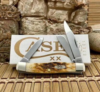 Case XX USA Peachseed Amber Bone 079 Medium Stockman Pocket Knife