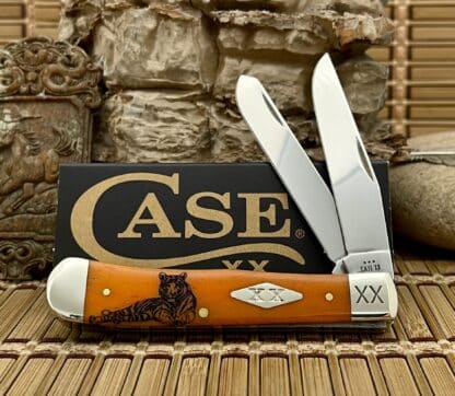 Case XX USA Persimmon Bone TIGER 1/500 Diamond Trapper Knife