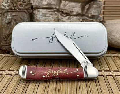 Case XX USA Old Red Bone JOYFUL Christmas Mini Copperlock 10625 Knife w/Tin