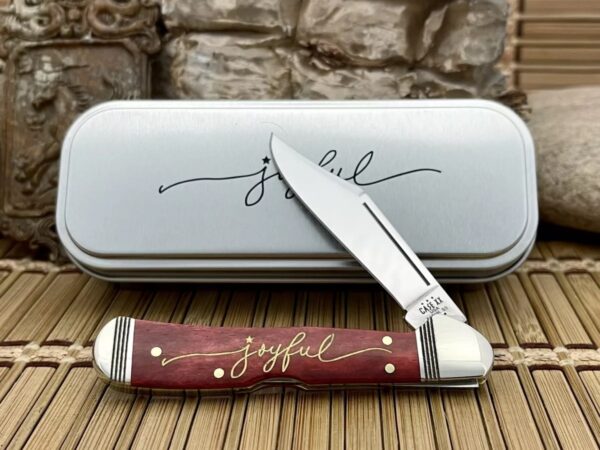 Case XX USA Old Red Bone JOYFUL Christmas Mini Copperlock 10625 Knife w/Tin