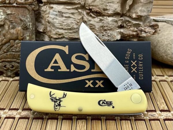 Case XX USA 2024 Smooth Yellow DEER Stainless Sod Buster Jr Pocket Knife