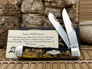 Case XX USA David Yellowhorse Antique Bone Buffalo Hunter 1/500 Trapper Knife