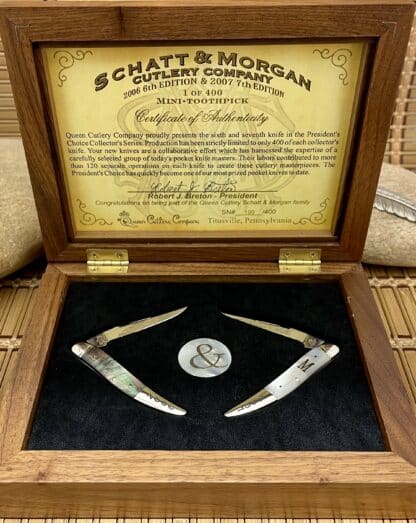 Schatt & Morgan Rare 2006-2007 Black Lip & Mother of Pearl Presidents Choice Knife Set
