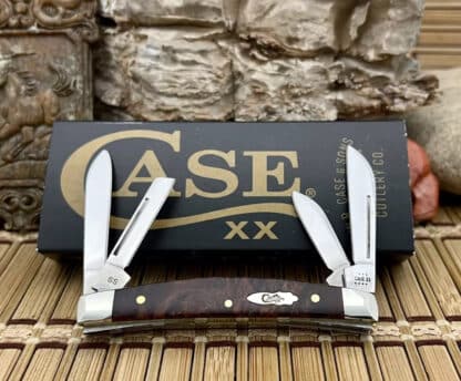 Case XX USA Brown Maple Burl Wood 64069 Stainless Small Congress Pocket Knife