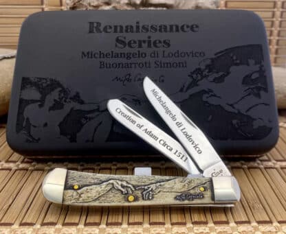 Case XX USA Natural Bone Michelangelo’s CREATION of ADAM Trapper Pocket Knife - Image 2