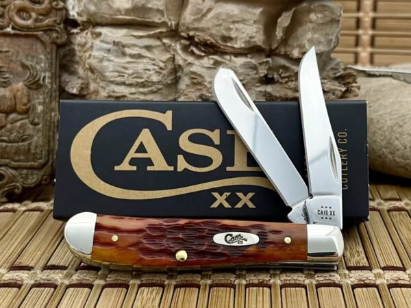 Case XX USA 2024 Peachseed Jig Harvest Orange Bone 66691 Mini Trapper Knife