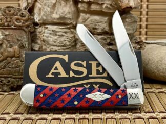 Case XX USA Red Bone Blue Edition Stars & Stripes 1/500 Diamond XX Trapper Knife