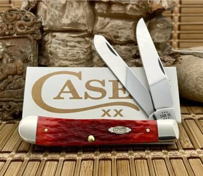 Case XX USA Peachseed Dark Red Bone 31950 Carbon Trapper Pocket Knife