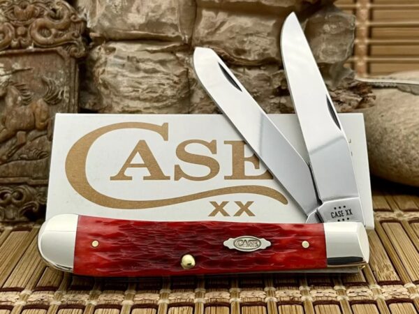 Case XX USA Peachseed Dark Red Bone 31950 Carbon Trapper Pocket Knife