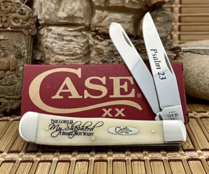 Case XX USA 2024 Natural Bone Psalm 23 “The Lord is my Shepherd” Trapper Knife