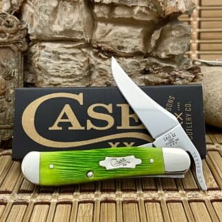 Case XX USA 2024 Lime Green Barnboard Bone 61043 Russlock Pocket Knife