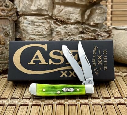 Case XX USA 2024 Lime Green Barnboard Bone 61046 Tiny Trapper Pocket Knife