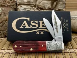 Case XX USA Stunning Custom Red Bone Limited Edition Scrolled Barlow Pocket Knife