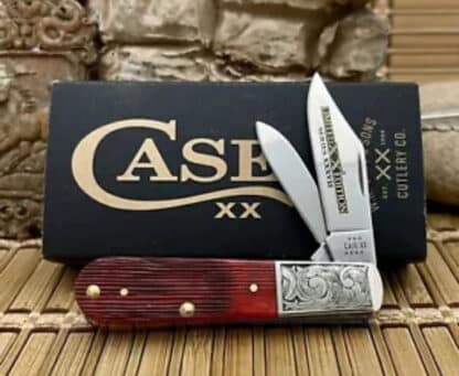 Case XX USA Stunning Custom Red Bone Limited Edition Scrolled Barlow Pocket Knife
