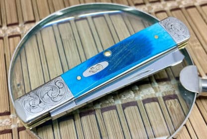 Case XX USA Pristine Custom Sawcut Caribbean Bone Scrolled Razor Barlow Knife - Image 2